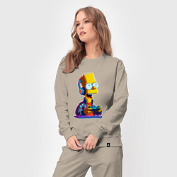 Костюм хлопковый женский Bart is an avid gamer, цвет: миндальный — фото 2