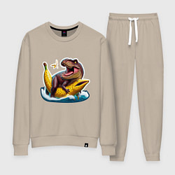 Костюм хлопковый женский Членозавр Рекс, цвет: миндальный