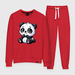 Костюм хлопковый женский Забавная маленькая панда, цвет: красный