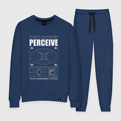 Костюм хлопковый женский Perceive streetwear, цвет: тёмно-синий