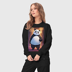 Костюм хлопковый женский Панда в свитере под салютом - ai art, цвет: черный — фото 2