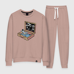 Костюм хлопковый женский Космос в чемодане, цвет: пыльно-розовый