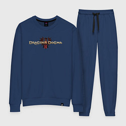 Костюм хлопковый женский Dragons dogma 2 logo, цвет: тёмно-синий
