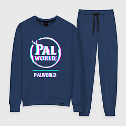 Костюм хлопковый женский Palworld в стиле glitch и баги графики, цвет: тёмно-синий