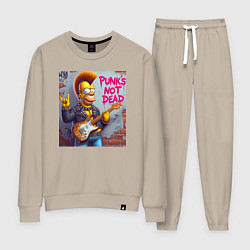 Костюм хлопковый женский Homer Simpson - punks not dead, цвет: миндальный