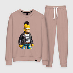 Костюм хлопковый женский The harsh Homer Simpson - punks not dead, цвет: пыльно-розовый