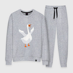 Костюм хлопковый женский Весёлый гусь от нейросети, цвет: меланж