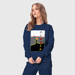 Костюм хлопковый женский Алания человек с флагом, цвет: тёмно-синий — фото 2