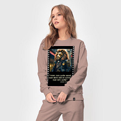 Костюм хлопковый женский Лев в цилиндре: чтобы стать царем надо быть царем, цвет: пыльно-розовый — фото 2