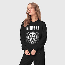 Костюм хлопковый женский Nirvana rock panda, цвет: черный — фото 2