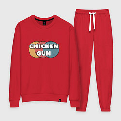 Костюм хлопковый женский Chicken gun круги, цвет: красный