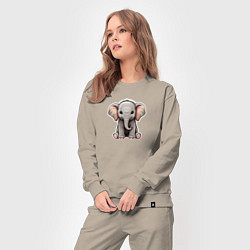 Костюм хлопковый женский Красивый африканский слоненок, цвет: миндальный — фото 2