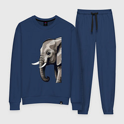 Костюм хлопковый женский Большой африканский слон, цвет: тёмно-синий