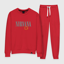 Костюм хлопковый женский Nirvana logo smile, цвет: красный