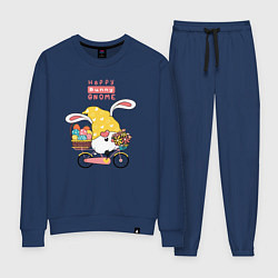 Костюм хлопковый женский Пасхальный гном на велосипеде, цвет: тёмно-синий