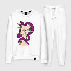 Костюм хлопковый женский Кобра вьется вокруг руки механика, цвет: белый