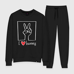 Костюм хлопковый женский I love bunny, цвет: черный