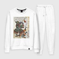 Костюм хлопковый женский Самурай Фукусима Масанори: гравюра укиё-э, цвет: белый