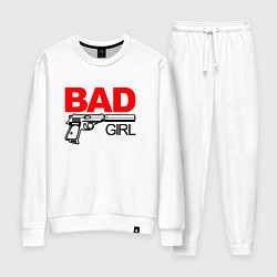 Костюм хлопковый женский Bad girl with gun, цвет: белый