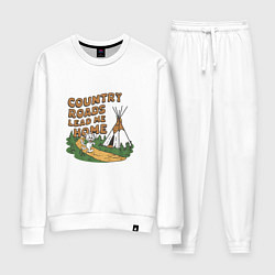 Костюм хлопковый женский Country roads lead me home, цвет: белый
