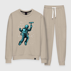 Костюм хлопковый женский Астронавт счищает звезды, цвет: миндальный