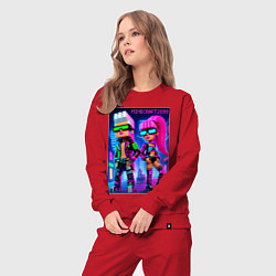 Костюм хлопковый женский Barbie and Ken - Minecraft 2099 ai art collaborati, цвет: красный — фото 2