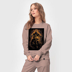 Костюм хлопковый женский Брутальный мотоциклист, цвет: пыльно-розовый — фото 2