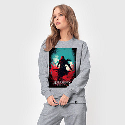 Костюм хлопковый женский Assassins creed red blue abstract, цвет: меланж — фото 2