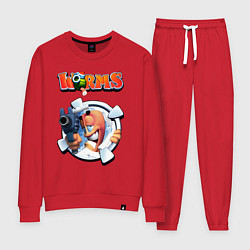 Костюм хлопковый женский Worms uzi, цвет: красный