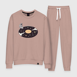 Костюм хлопковый женский Космонавт музыкальная пластинка, цвет: пыльно-розовый