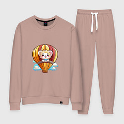 Костюм хлопковый женский Львёнок на воздушном шаре, цвет: пыльно-розовый