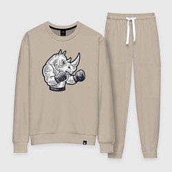 Костюм хлопковый женский Носорог боксёр, цвет: миндальный