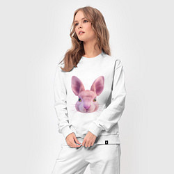 Костюм хлопковый женский Розовый заяц - портрет кролика, цвет: белый — фото 2