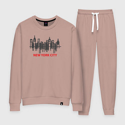 Костюм хлопковый женский New York United States, цвет: пыльно-розовый