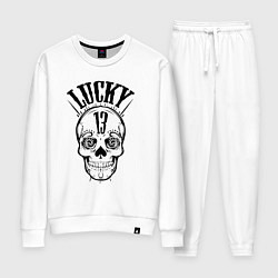 Костюм хлопковый женский Lucky skull, цвет: белый