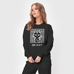 Костюм хлопковый женский QR-кот, цвет: черный — фото 2