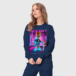 Костюм хлопковый женский Neon Bart - with skateboard ai art fantasy, цвет: тёмно-синий — фото 2