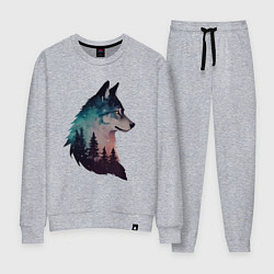 Костюм хлопковый женский Волк силуэт, цвет: меланж