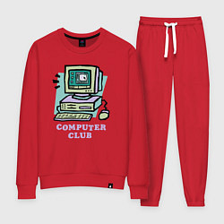 Костюм хлопковый женский Компьютерный клуб, цвет: красный