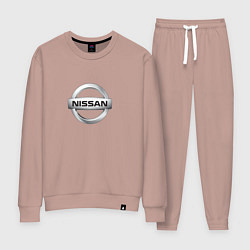 Костюм хлопковый женский Nissan logo, цвет: пыльно-розовый