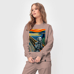 Костюм хлопковый женский Робот кричит - мем нейросеть, цвет: пыльно-розовый — фото 2