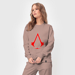 Костюм хлопковый женский Red logo of assassins, цвет: пыльно-розовый — фото 2