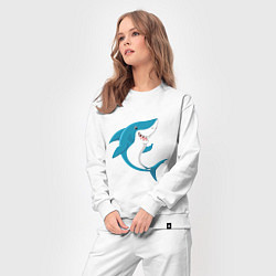Костюм хлопковый женский Веселая добрая акула, цвет: белый — фото 2