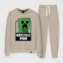 Костюм хлопковый женский Minecraft hostile mob, цвет: миндальный