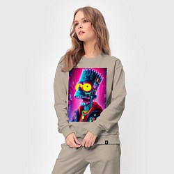 Костюм хлопковый женский Cyber Bart Simpson - neon glow ai art, цвет: миндальный — фото 2
