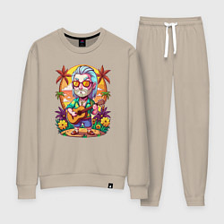 Костюм хлопковый женский Ведьмак с гитарой на острове, цвет: миндальный