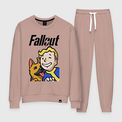 Костюм хлопковый женский Vault boy and shepherd, цвет: пыльно-розовый