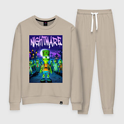 Костюм хлопковый женский Zombie Bart Simpson - nightmare, цвет: миндальный