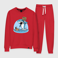 Костюм хлопковый женский Free hugs - shark, цвет: красный