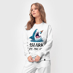 Костюм хлопковый женский Shark ice cream - ai art, цвет: белый — фото 2